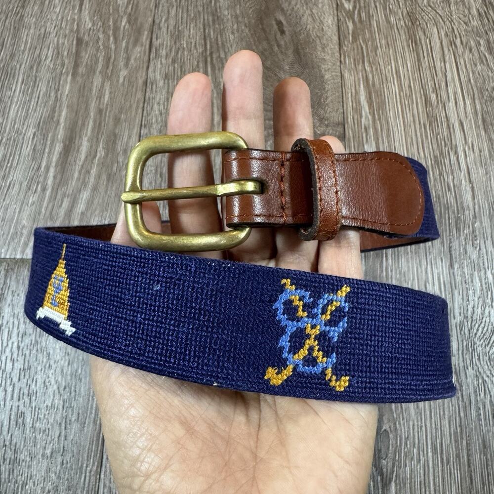 Smathers & Branson Congressional Country Club Needlepoint Belt Golf Blue 32